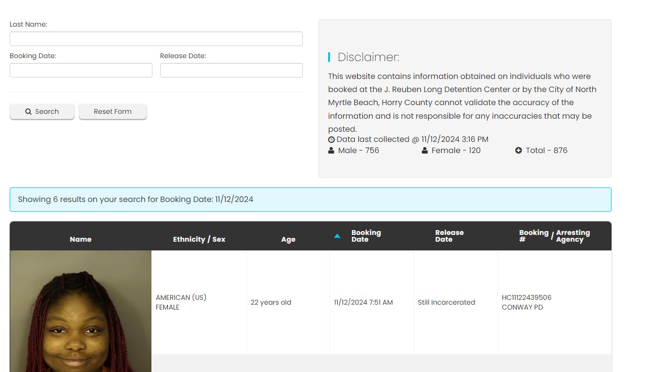 Bookings and Releases - Horry County SC.Gov