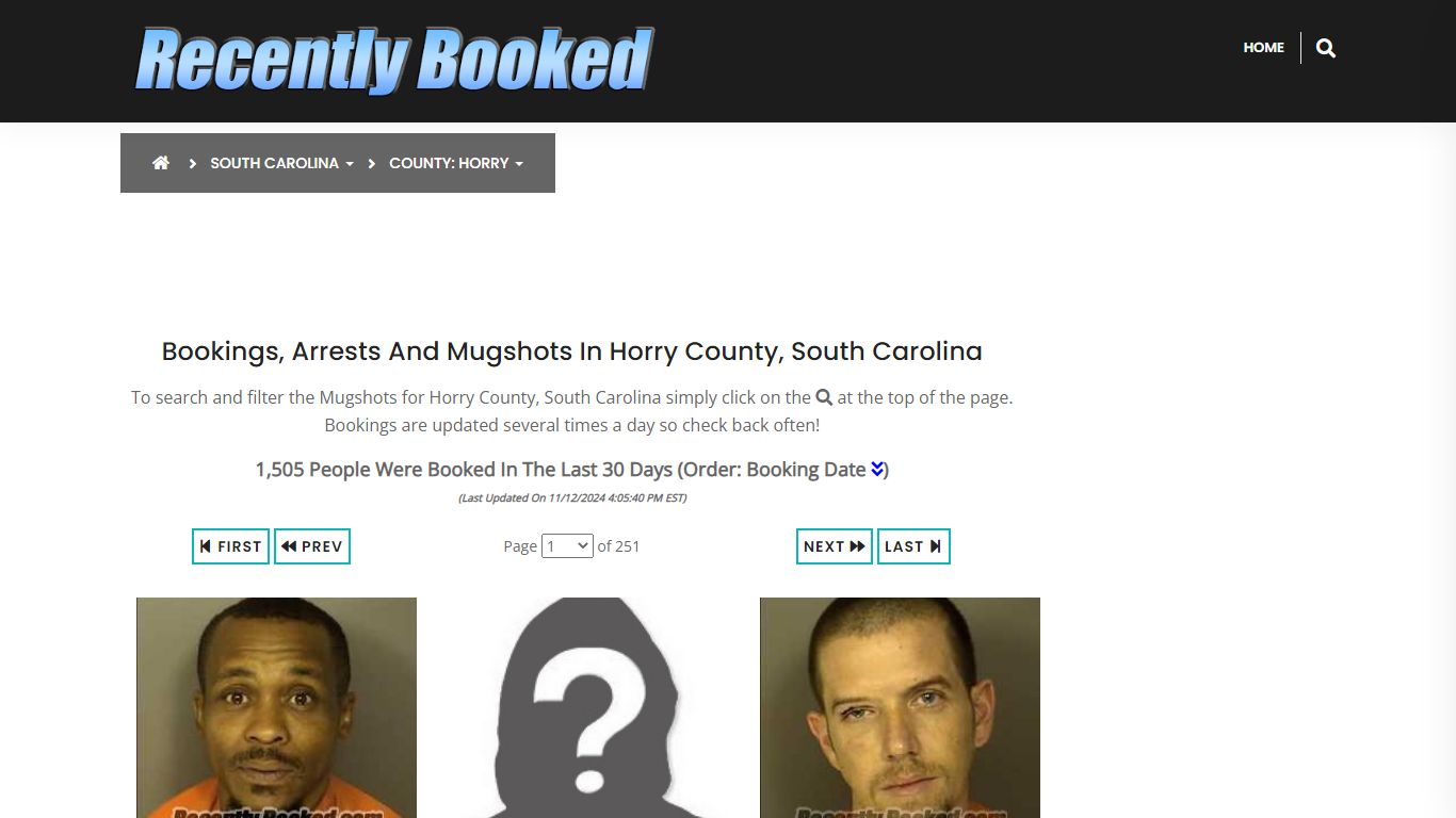 Bookings, Arrests and Mugshots in Horry County, South Carolina