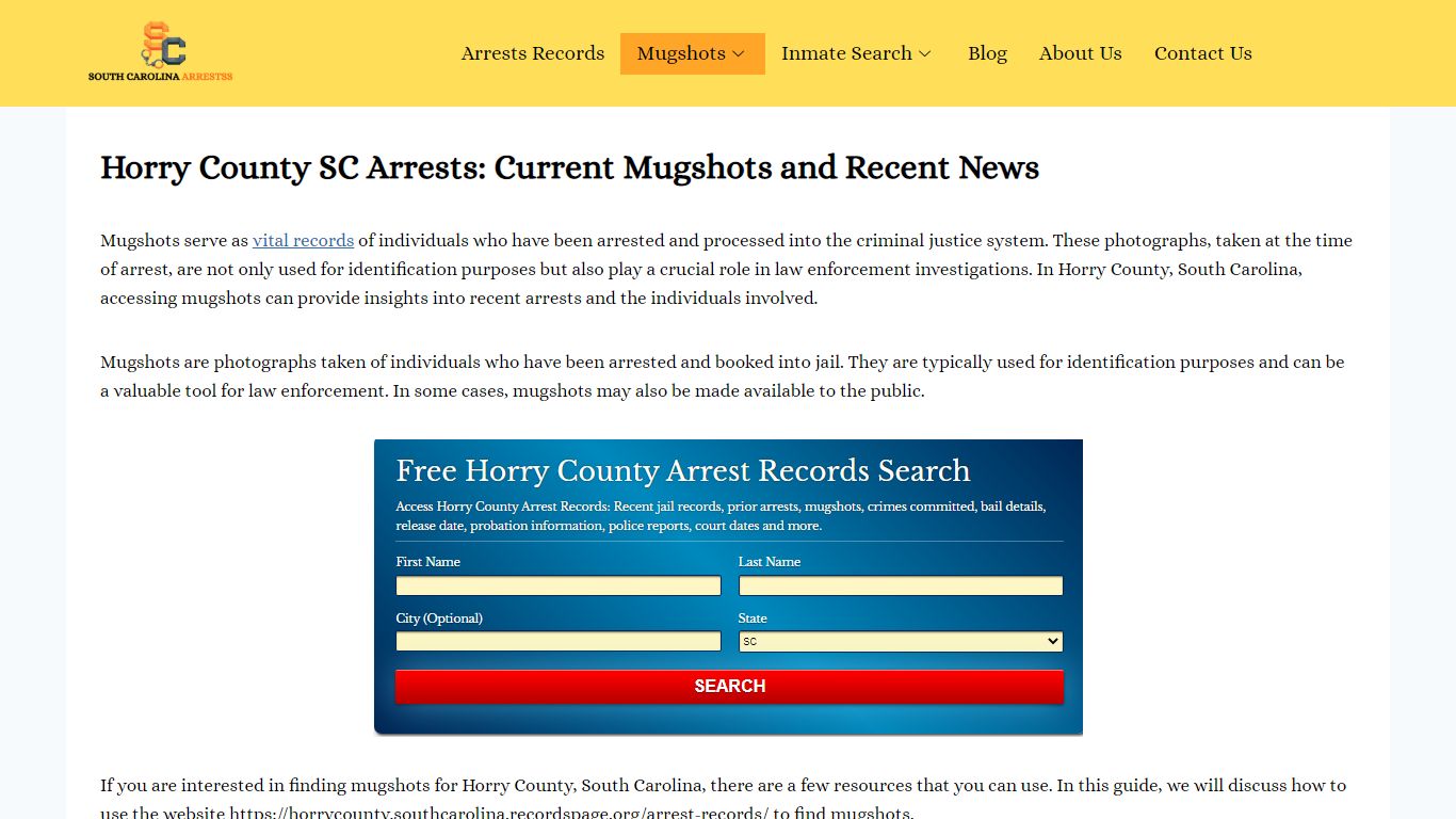 Horry County SC Arrests: Current Mugshots and Recent News